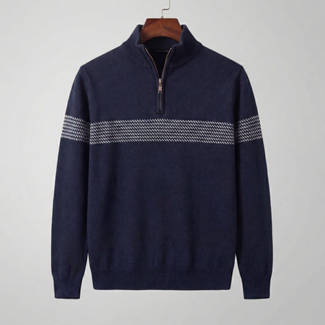 Herren Quarter-Zip Pullover Mit Streifen Detail