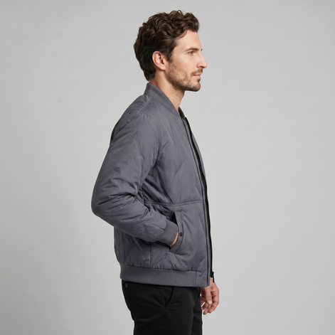 Herren Mittellange Gequiltete Bomberjacke