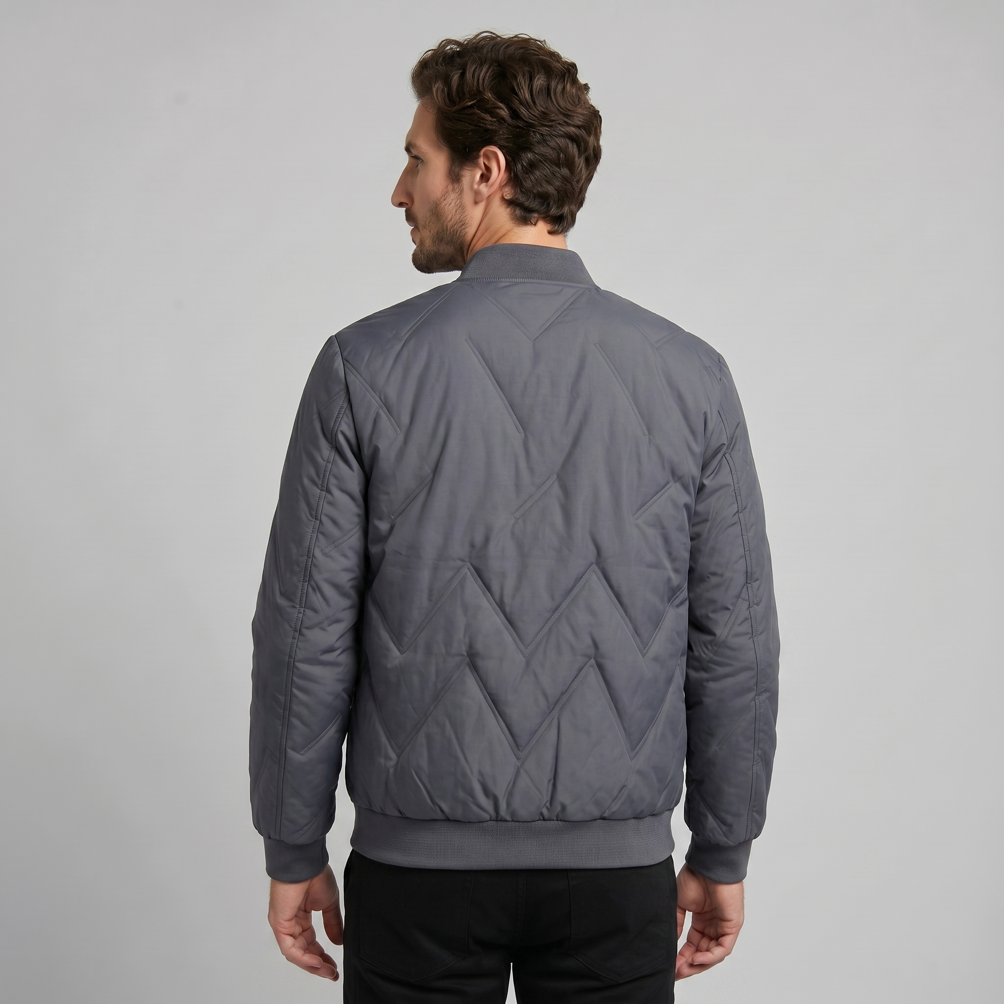 Herren Mittellange Gequiltete Bomberjacke