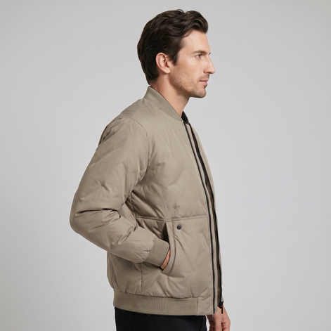 Herren Mittellange Gequiltete Bomberjacke