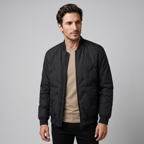 Herren Mittellange Gequiltete Bomberjacke