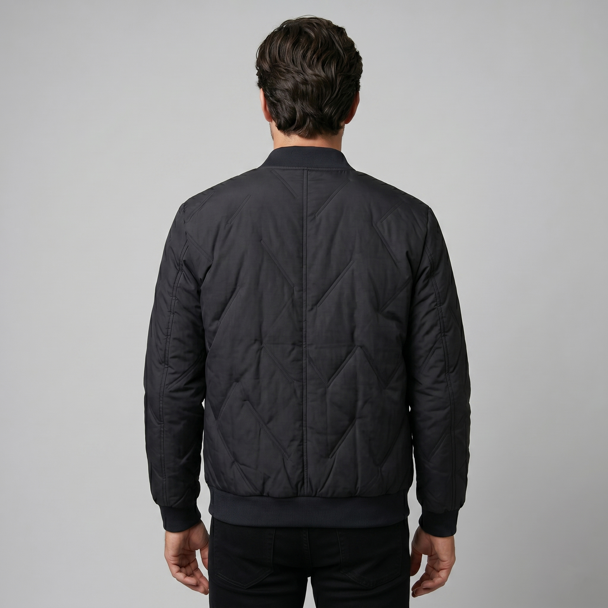 Herren Mittellange Gequiltete Bomberjacke