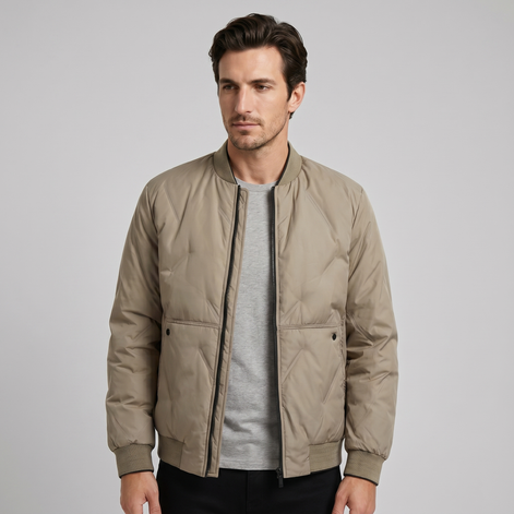 Herren Mittellange Gequiltete Bomberjacke