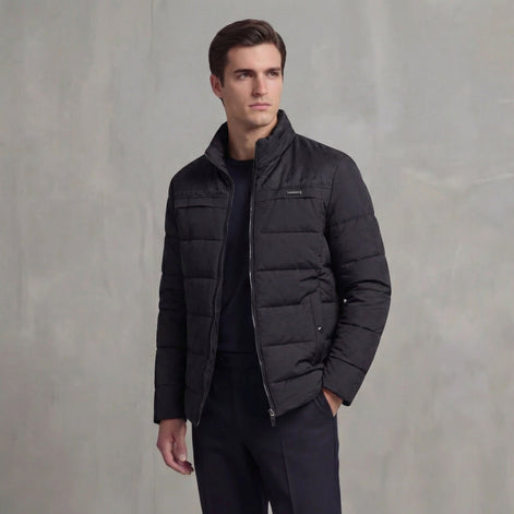 Herren Gesteppte Fleecejacke mit Stehkragen
