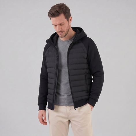 Herren Gequiltete Hybrid Kapuzenjacke