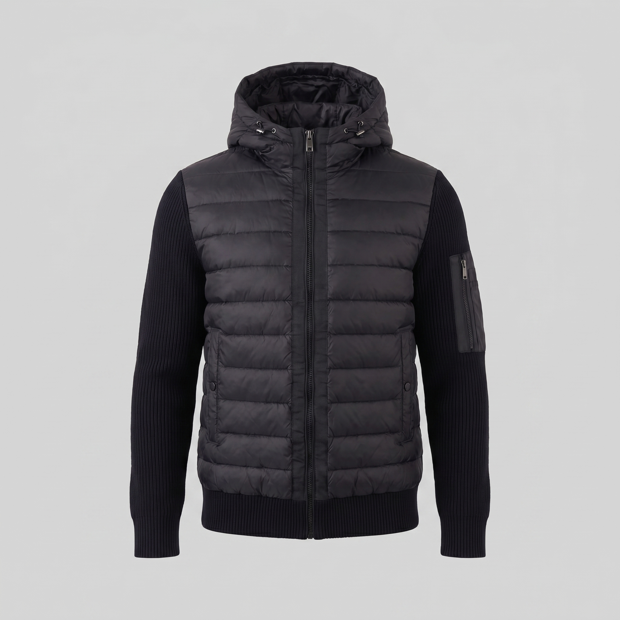 Herren Gesteppte Hybrid Kapuzenjacke