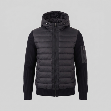 Herren Gesteppte Hybrid Kapuzenjacke