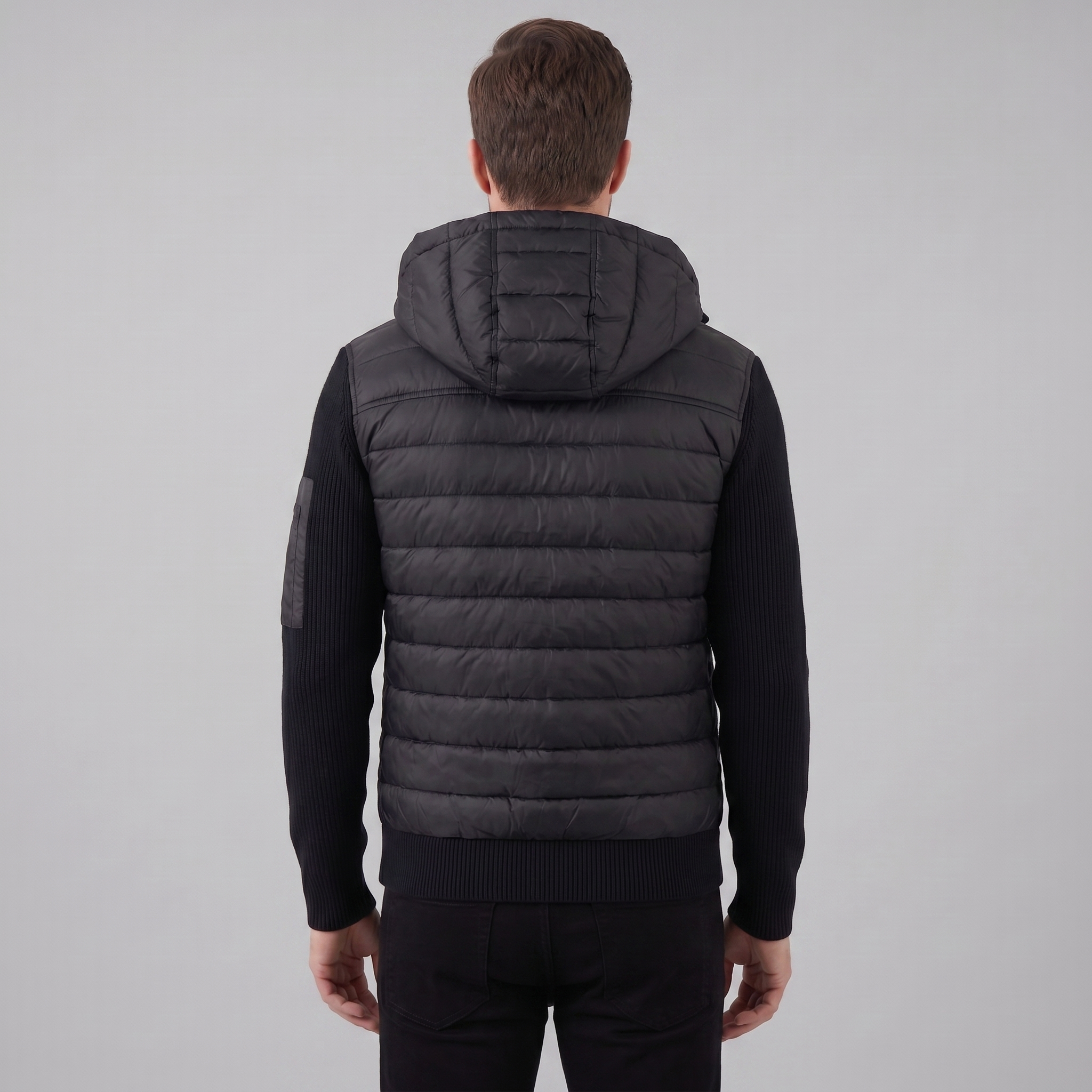 Herren Gesteppte Hybrid Kapuzenjacke
