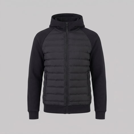 Herren Gequiltete Hybrid Kapuzenjacke