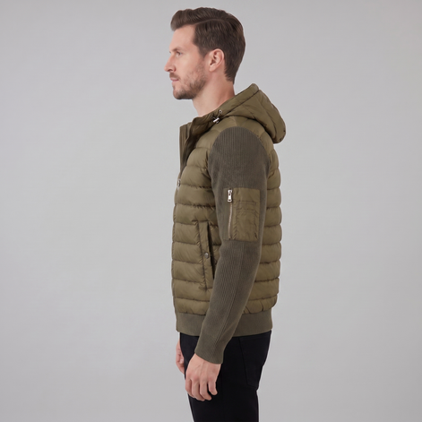 Herren Gesteppte Hybrid Kapuzenjacke