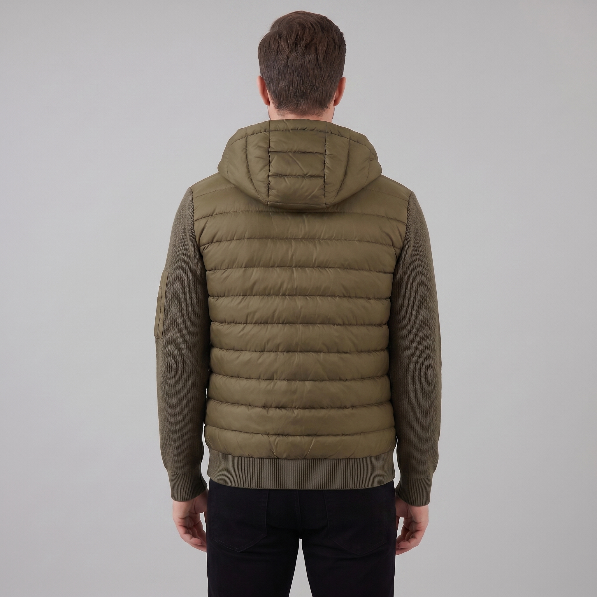 Herren Gesteppte Hybrid Kapuzenjacke