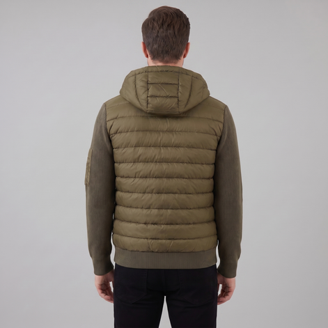 Herren Gesteppte Hybrid Kapuzenjacke
