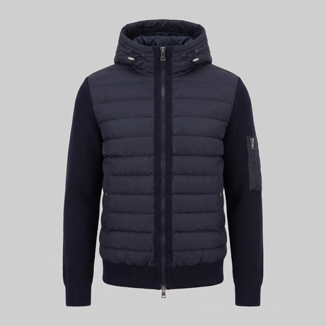 Herren Gesteppte Hybrid Kapuzenjacke