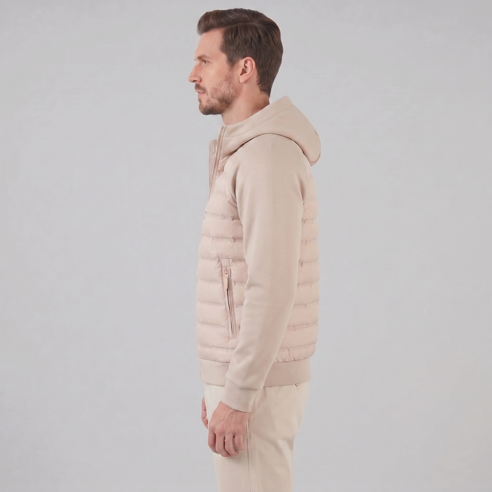Herren Gequiltete Hybrid Kapuzenjacke