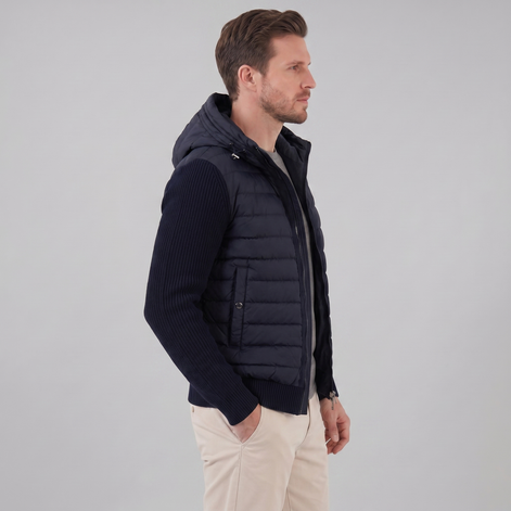 Herren Gesteppte Hybrid Kapuzenjacke