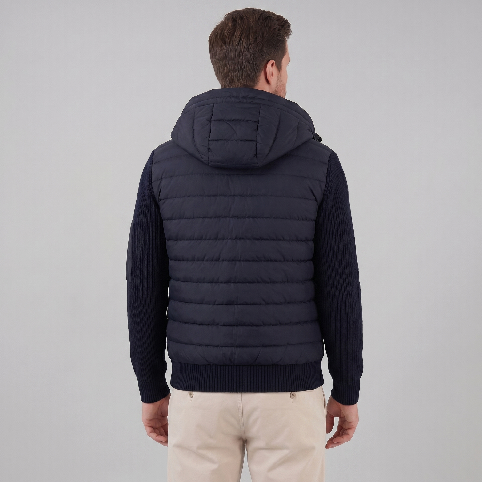 Herren Gesteppte Hybrid Kapuzenjacke