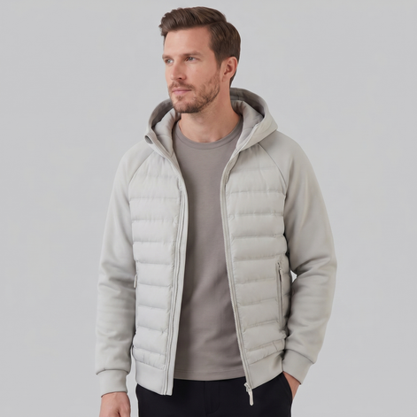 Herren Gequiltete Hybrid Kapuzenjacke