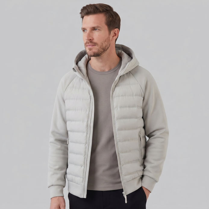 Herren Gequiltete Hybrid Kapuzenjacke