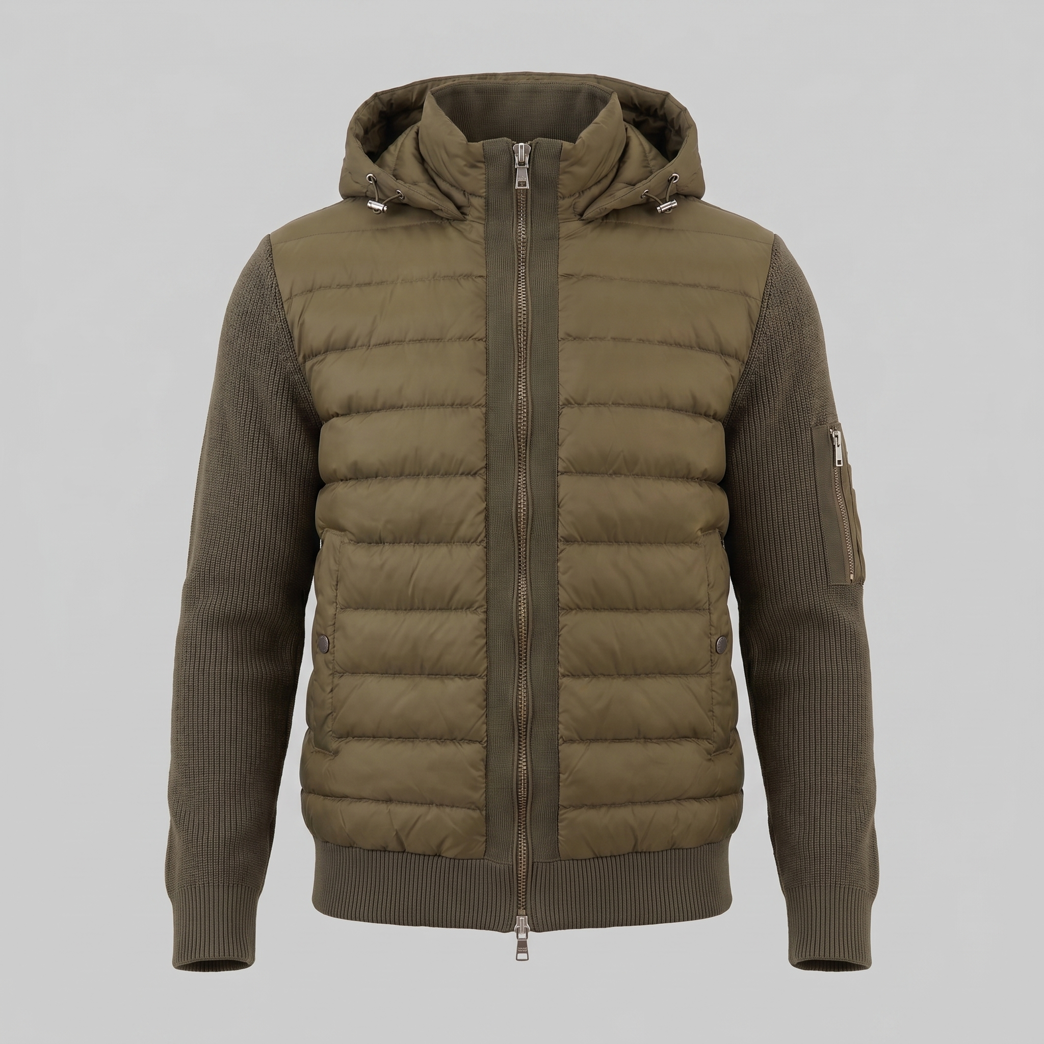 Herren Gesteppte Hybrid Kapuzenjacke