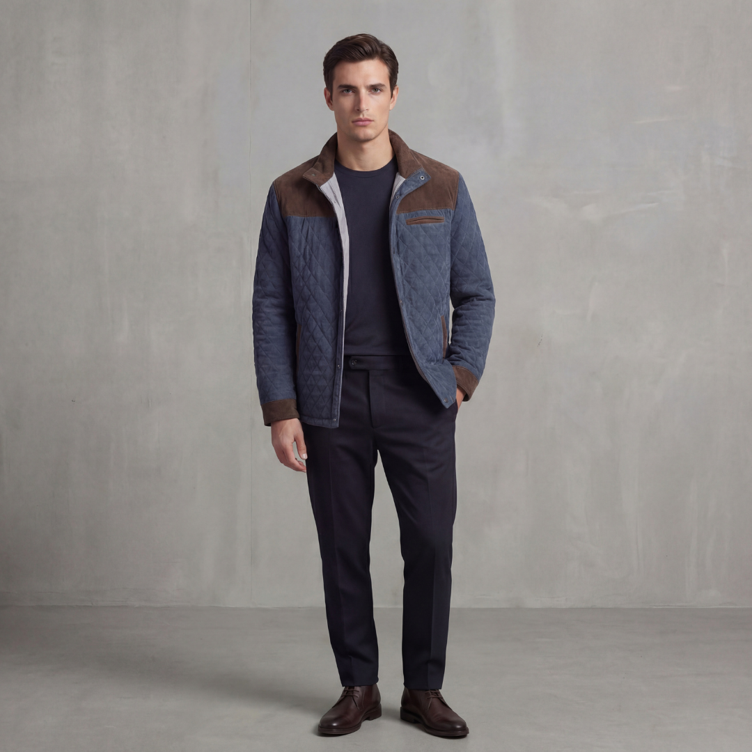 Herren Quiltierte Frühlingsjacke mit Stehkragen