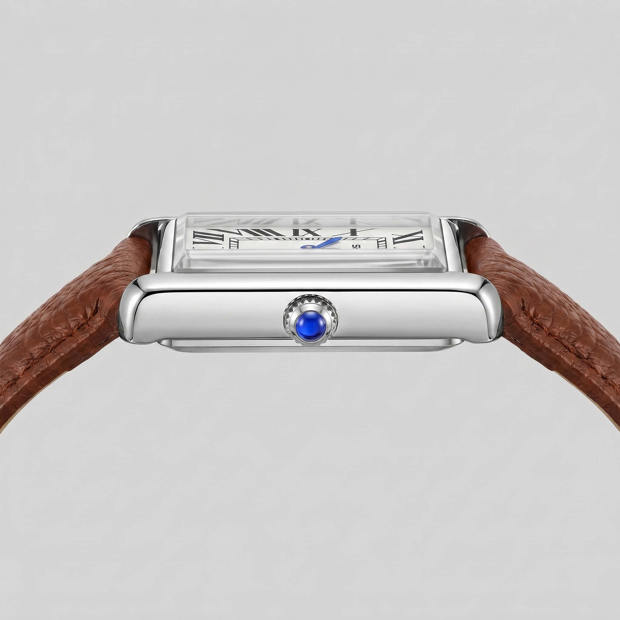 Herrenuhr mit rechteckigem Zifferblatt und Lederarmband