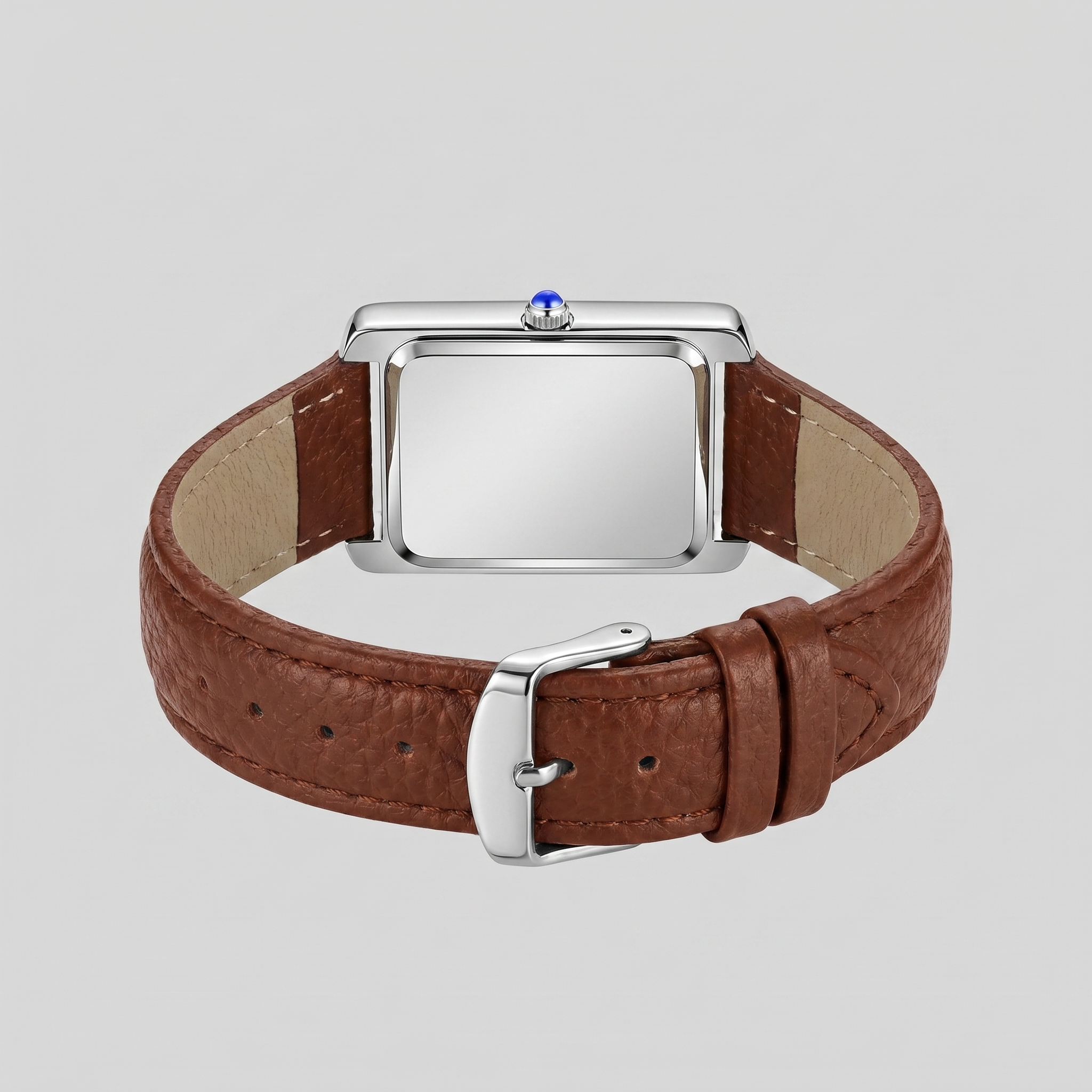 Herrenuhr mit rechteckigem Zifferblatt und Lederarmband
