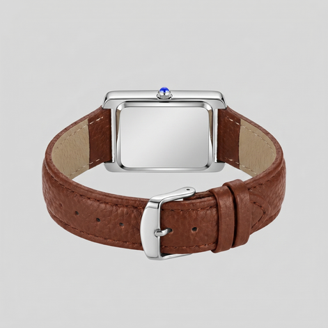 Herrenuhr mit rechteckigem Zifferblatt und Lederarmband
