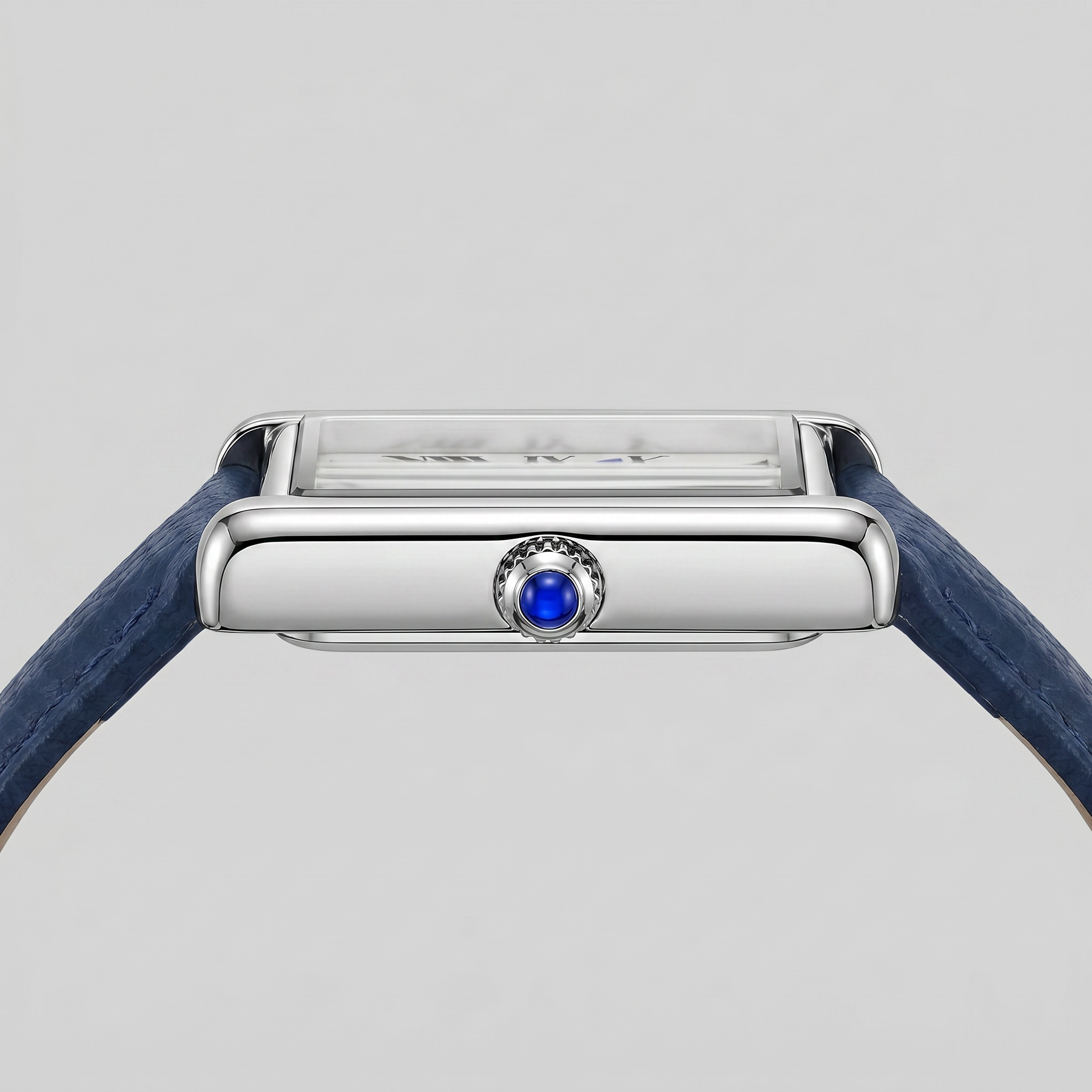 Herrenuhr mit rechteckigem Zifferblatt und Lederarmband