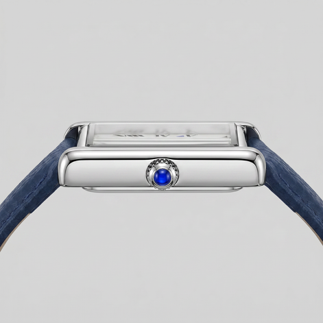 Herrenuhr mit rechteckigem Zifferblatt und Lederarmband
