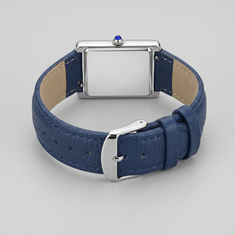 Herrenuhr mit rechteckigem Zifferblatt und Lederarmband