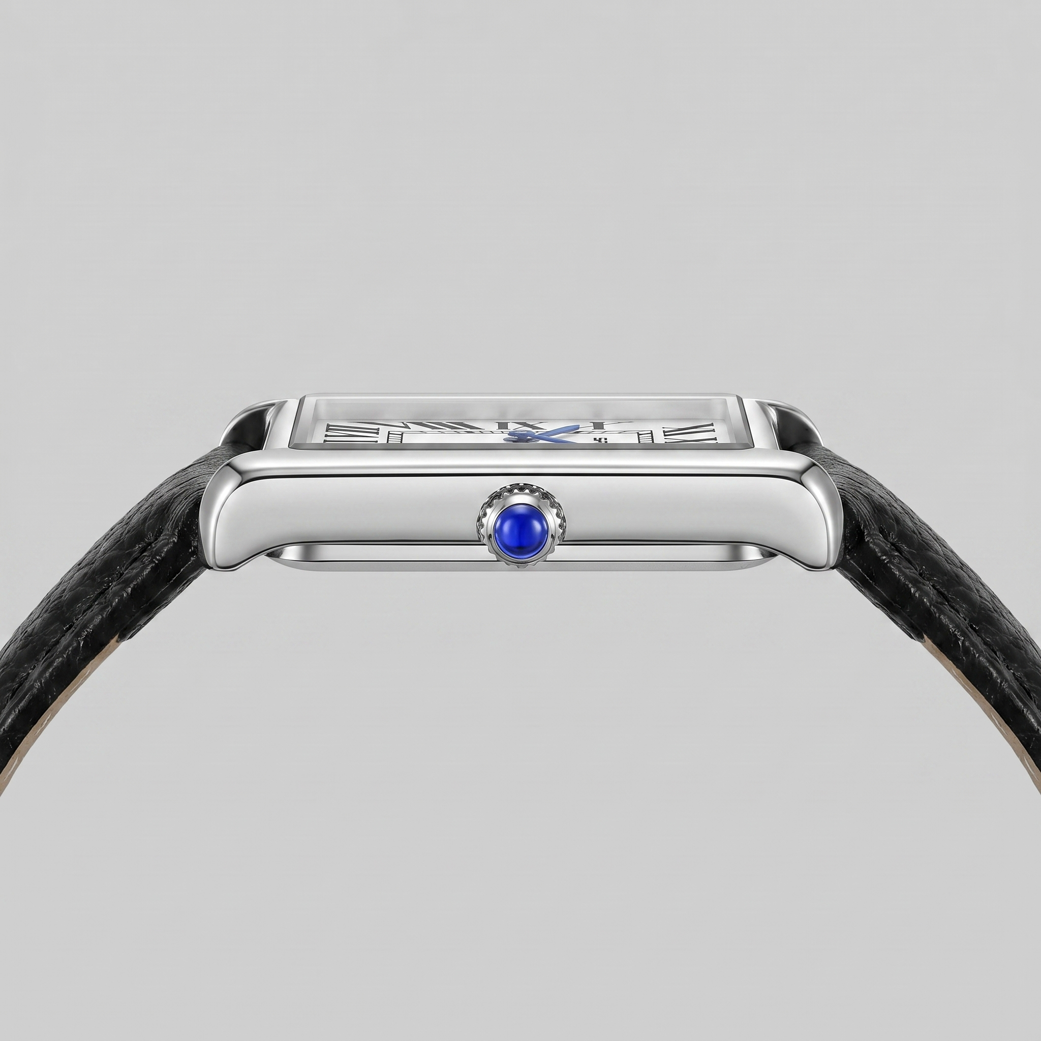 Herrenuhr mit rechteckigem Zifferblatt und Lederarmband