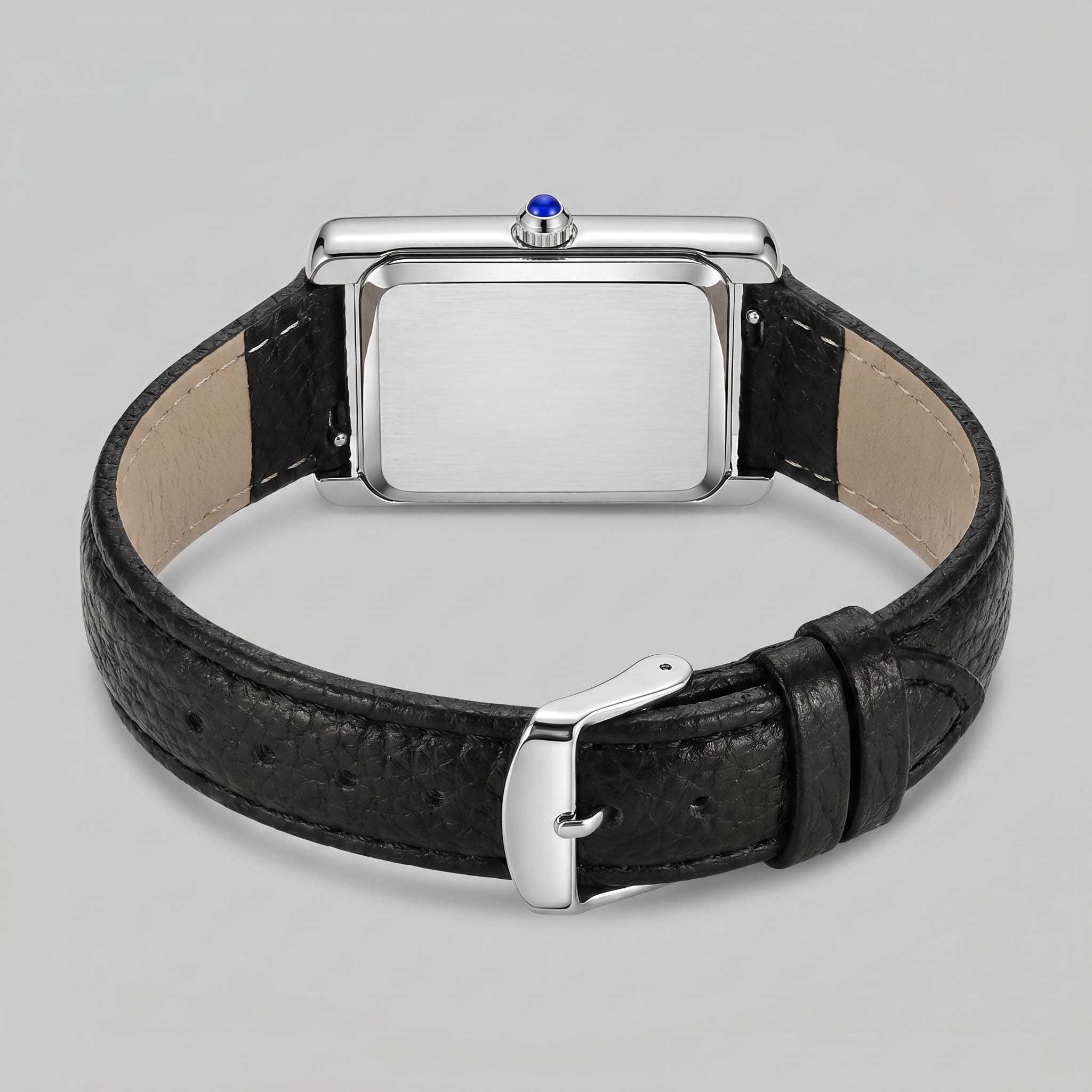 Herrenuhr mit rechteckigem Zifferblatt und Lederarmband
