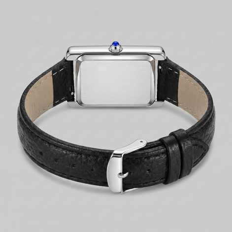 Herrenuhr mit rechteckigem Zifferblatt und Lederarmband