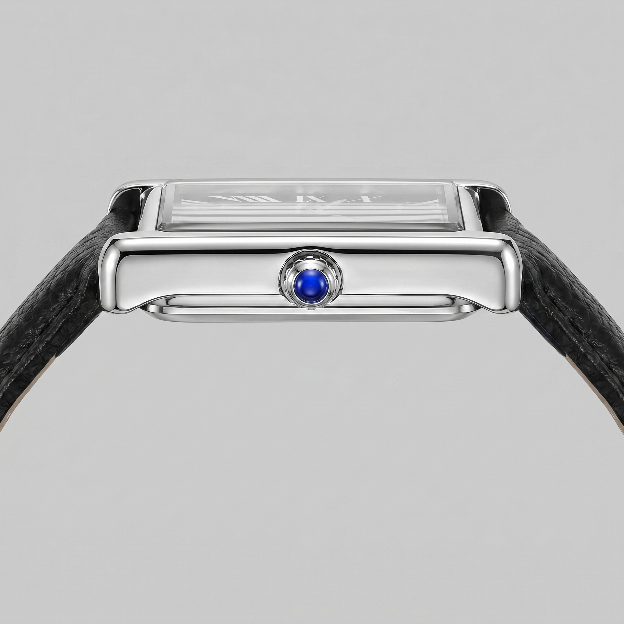 Herrenuhr mit rechteckigem Zifferblatt und Lederarmband
