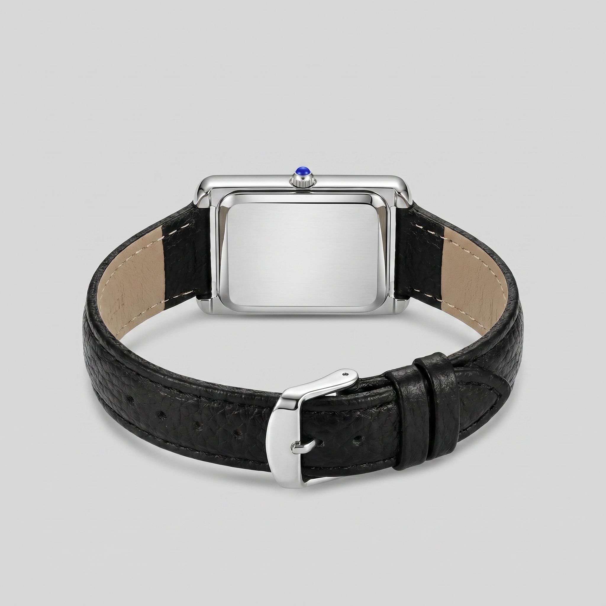 Herrenuhr mit rechteckigem Zifferblatt und Lederarmband
