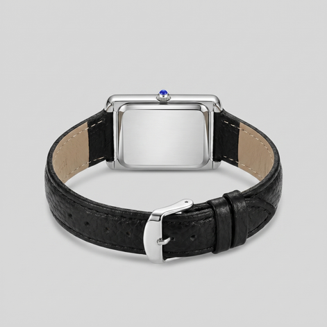Herrenuhr mit rechteckigem Zifferblatt und Lederarmband