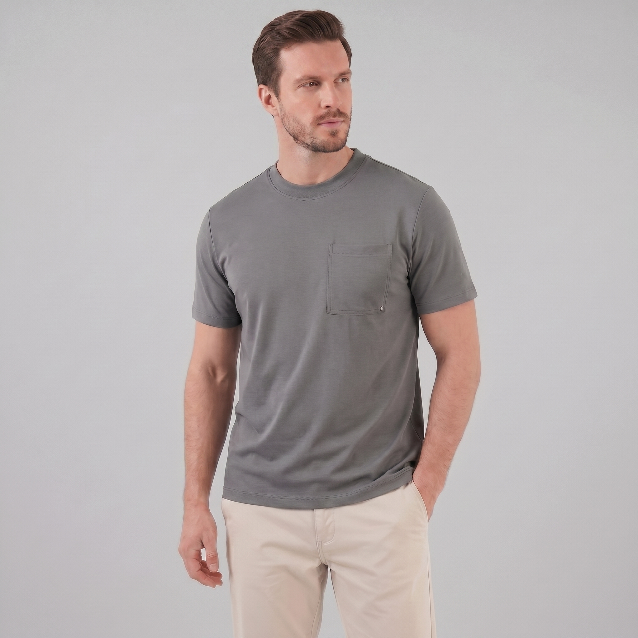 Herren Lockeres T-Shirt Mit Brusttasche