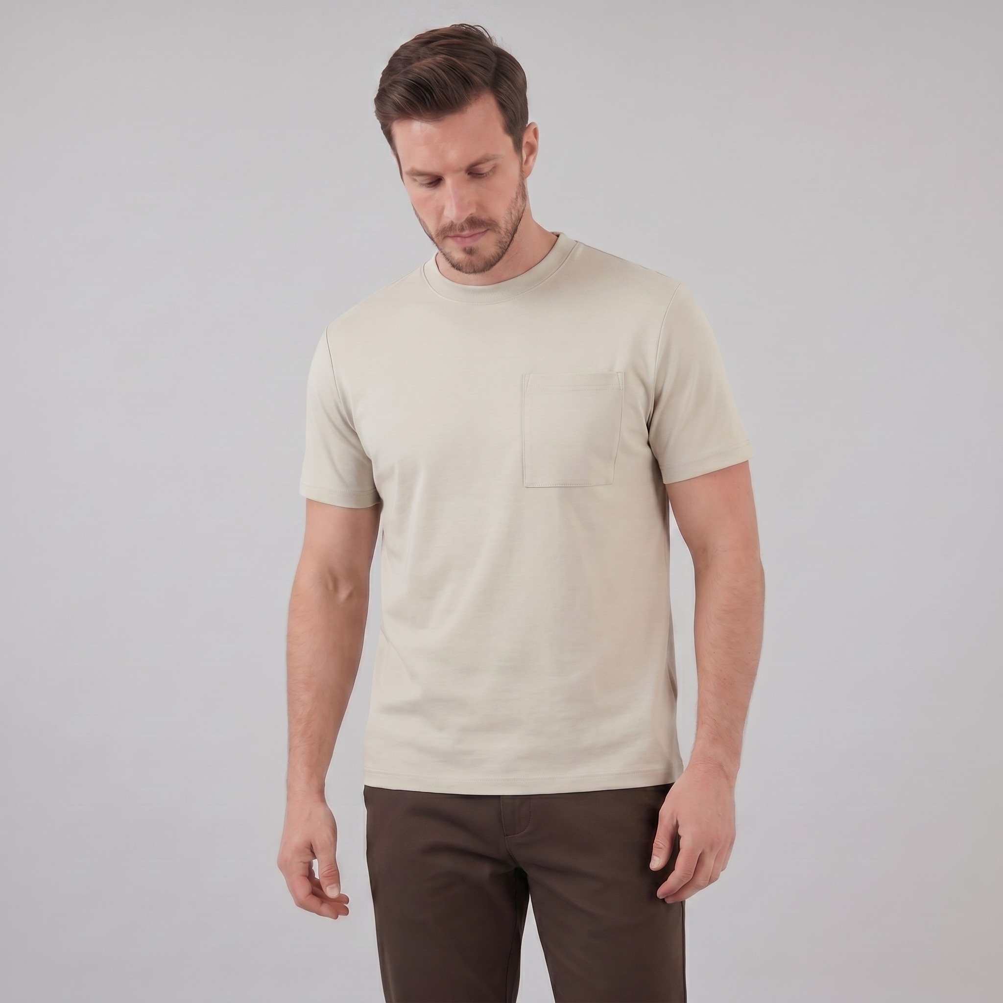 Herren Lockeres T-Shirt Mit Brusttasche