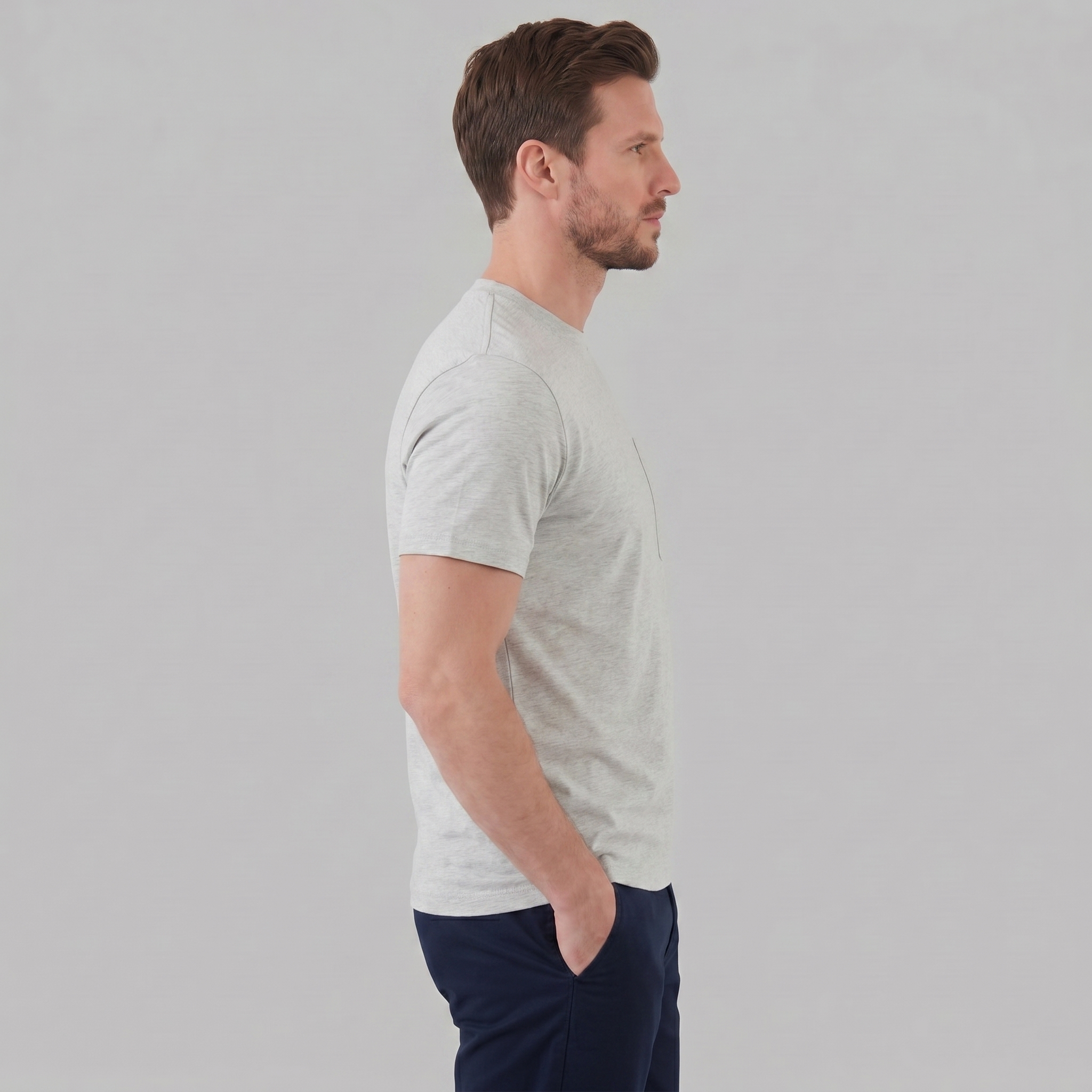 Herren Lockeres T-Shirt Mit Brusttasche