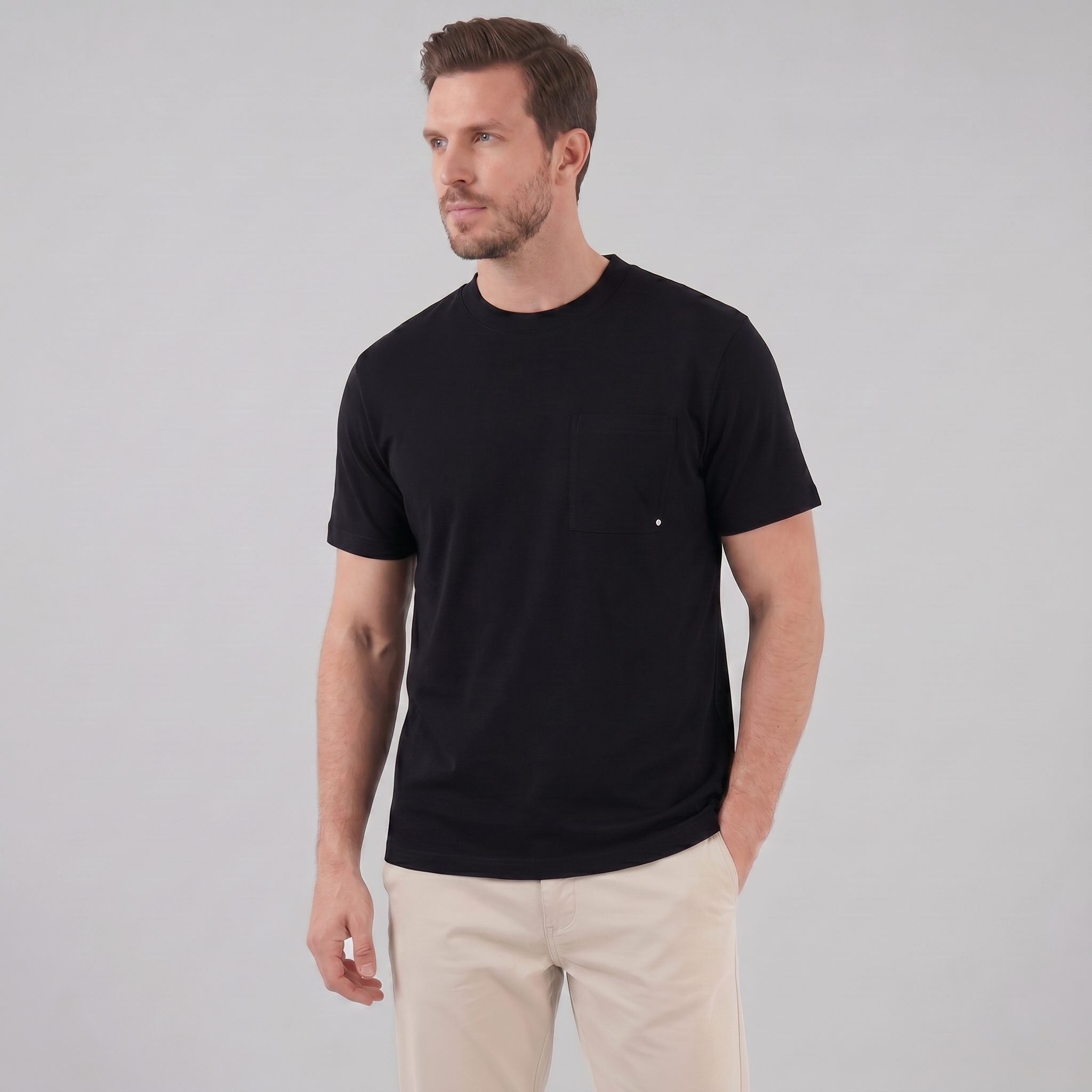Herren Lockeres T-Shirt Mit Brusttasche