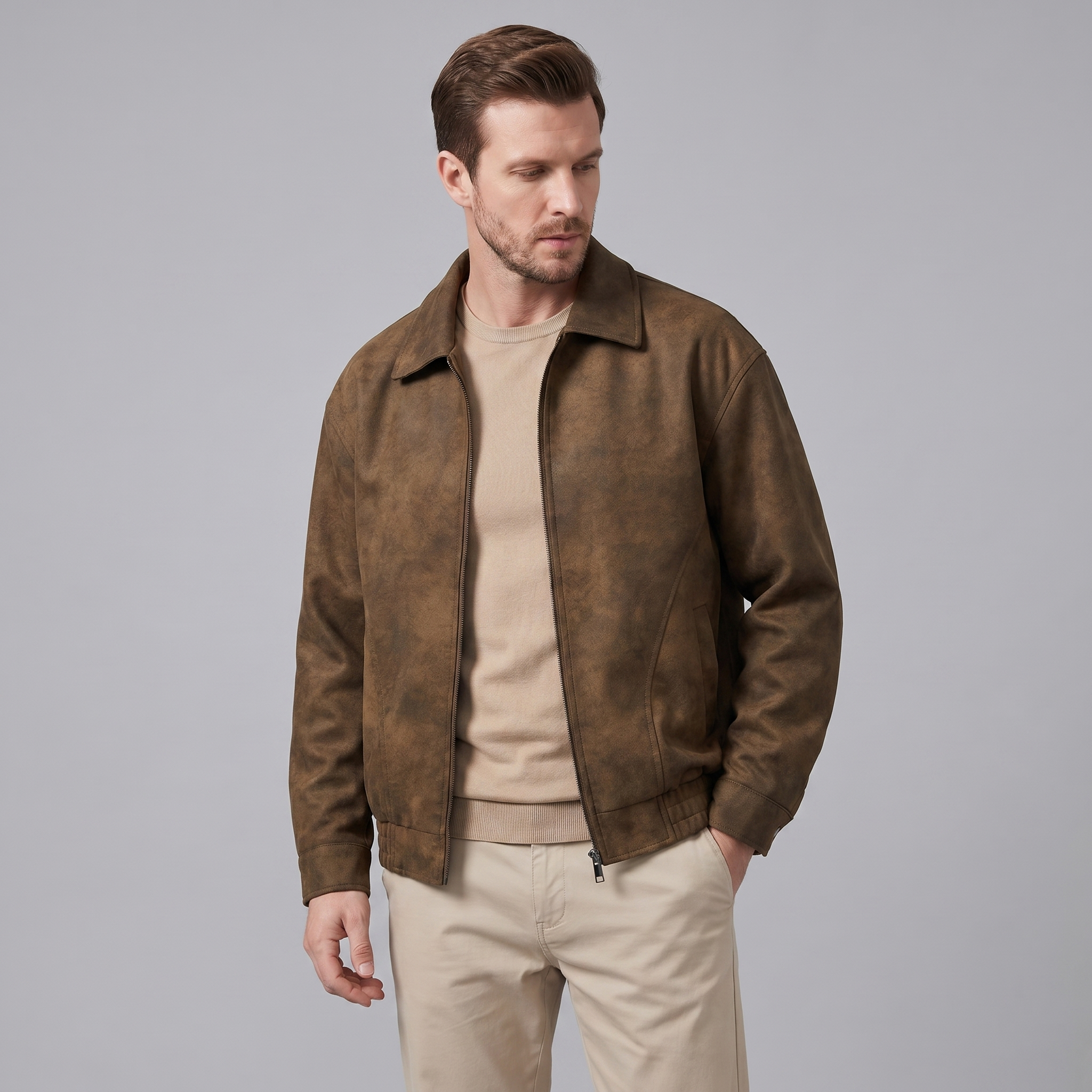Herren Lockere Passform Kragenjacke