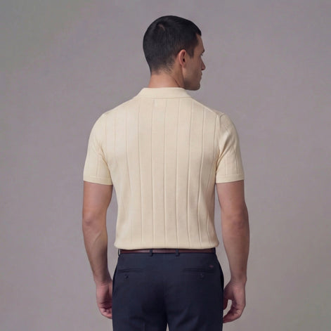 Herren Rippenstrick Polohemd