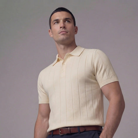 Herren Rippenstrick Polohemd