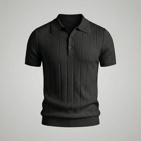 Herren Rippenstrick Polohemd