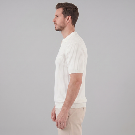 Herren Polohemd Aus Rippstrick Mit Kurzen Ärmeln