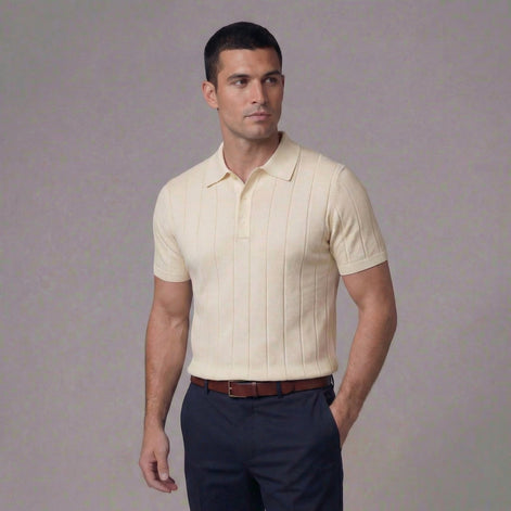 Herren Rippenstrick Polohemd