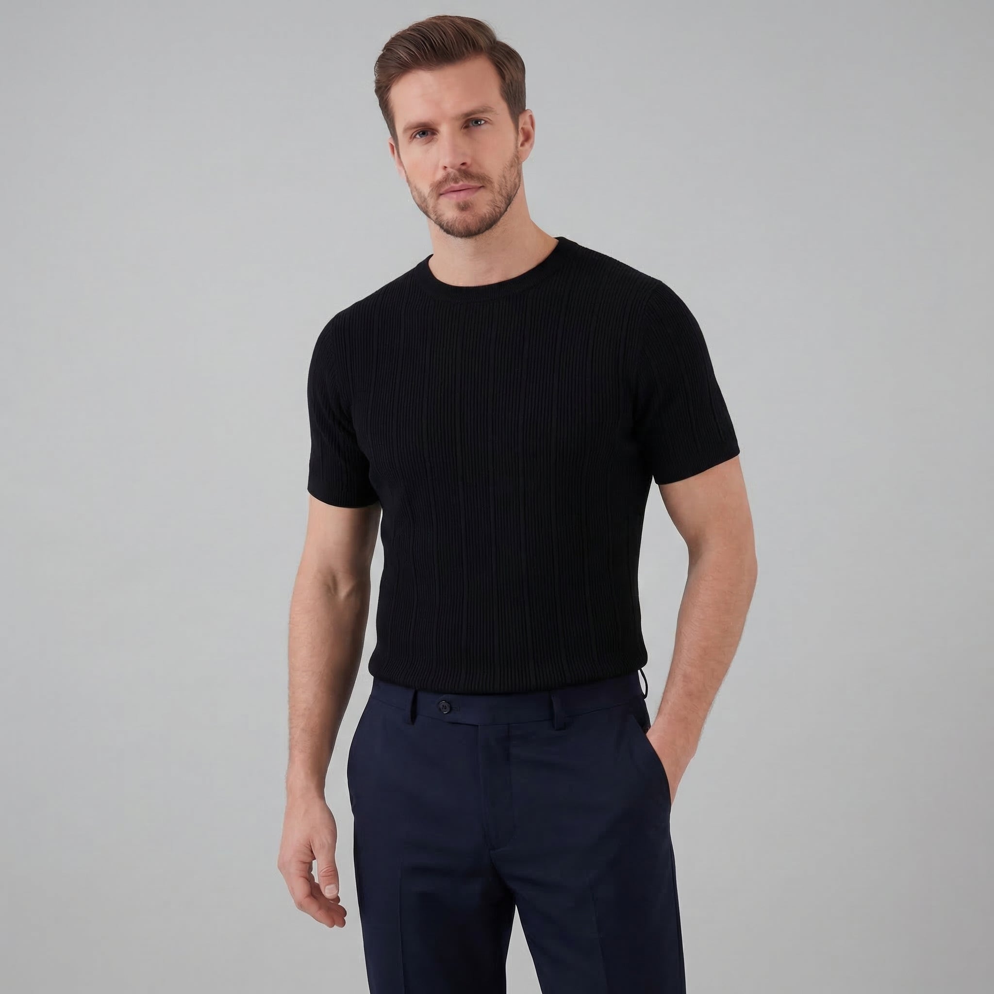 Herren Rippstrick T-Shirt