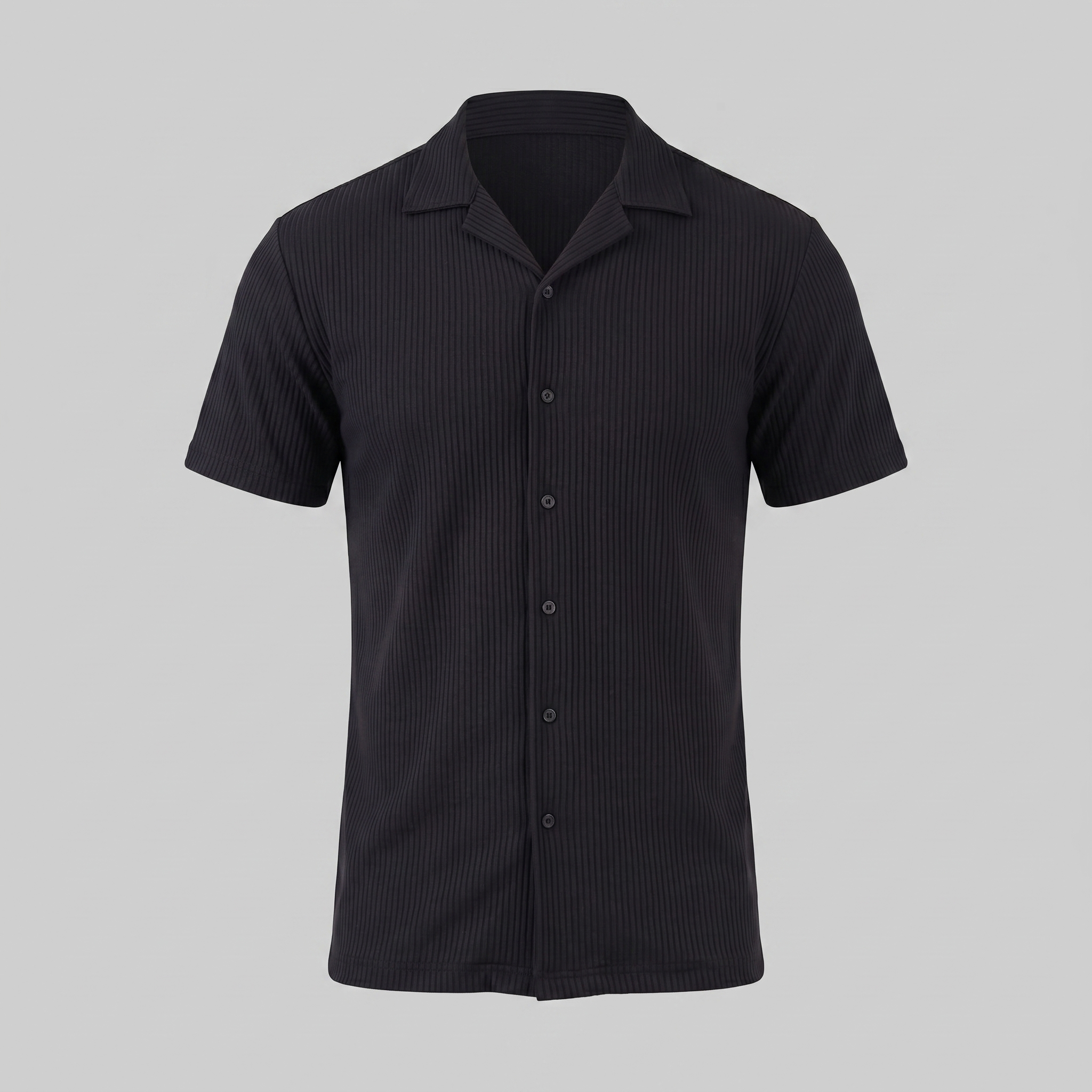 Herren Gerippter Cuban Kragen Hemd