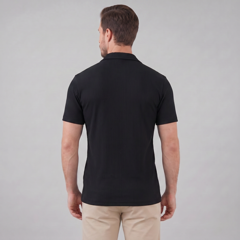 Herren Gerippter Cuban Kragen Hemd
