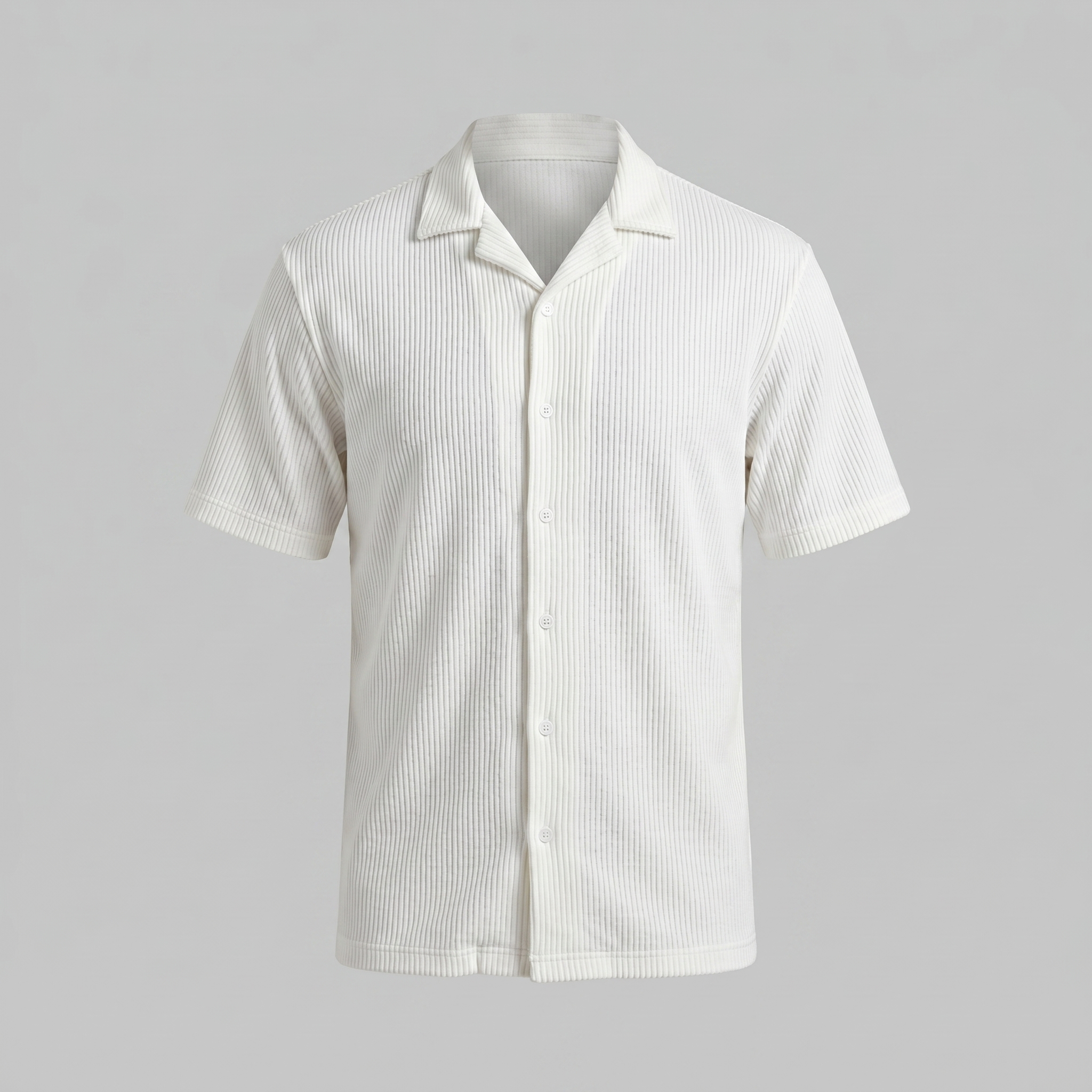 Herren Gerippter Cuban Kragen Hemd